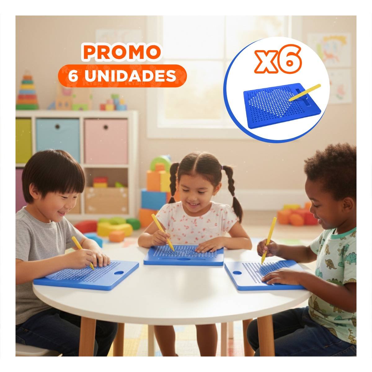 PACK6 FORMATO VISUAL MAGNETICO AZUL PARA OFICINA Y HOGAR YREGALO STICKER - 1
