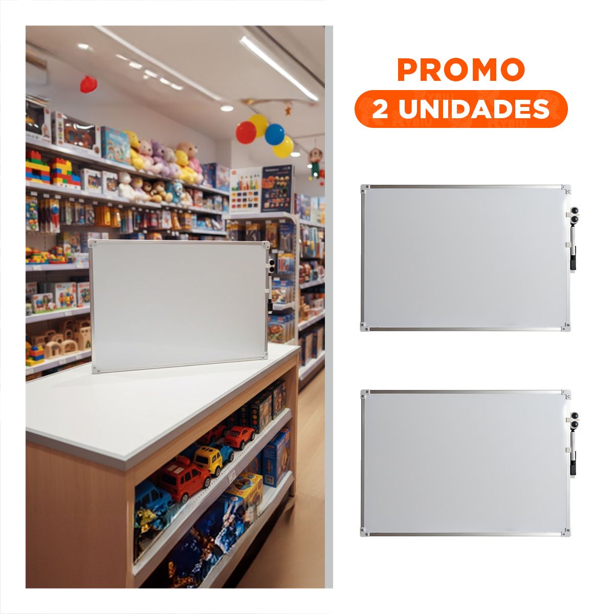 PACK2 LAMINA BLANCA PRACTICA 25X35CM CON BORDE METAL PARA OFICINA - 1