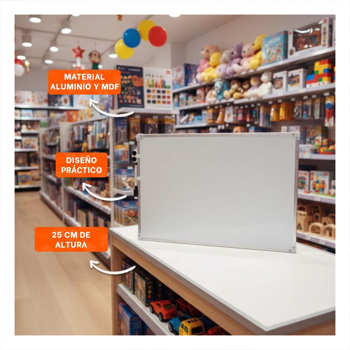 PACK2 LAMINA BLANCA PRACTICA 25X35CM CON BORDE METAL PARA OFICINA - 5