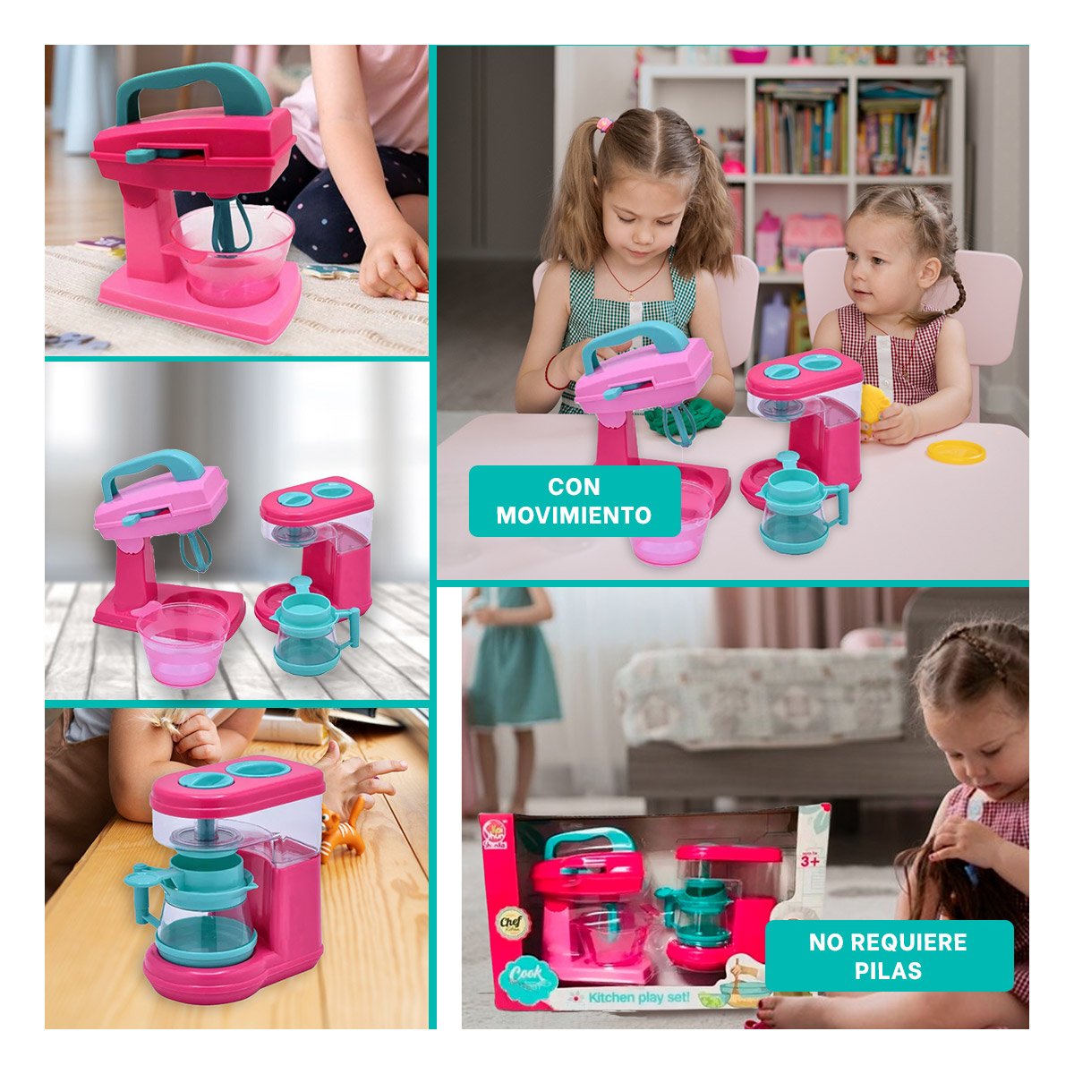 LINEA COCINA JUGUETE CON CAFETERA Y BATIDORA ROSADO PARA HOGAR - 5