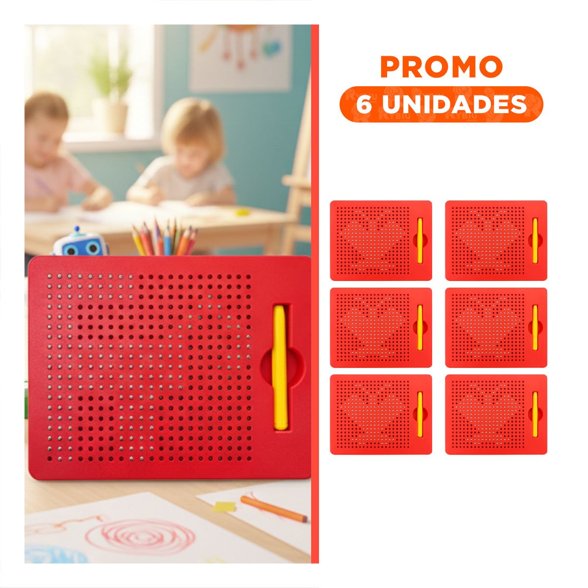 PACK6 ELEMENTO VISUAL MAGNETICO ROJO PARA OFICINA Y ESTUDIO - 1