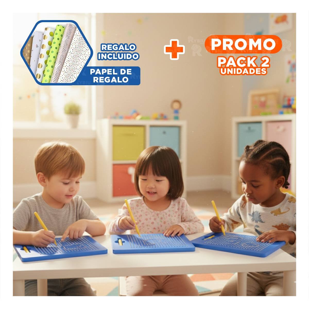 PACK2 AREA VISUAL MAGNETICA AZUL PARA ORGANIZAR EN CASA Y OFICINA Y+PAPEL REGALO - 1