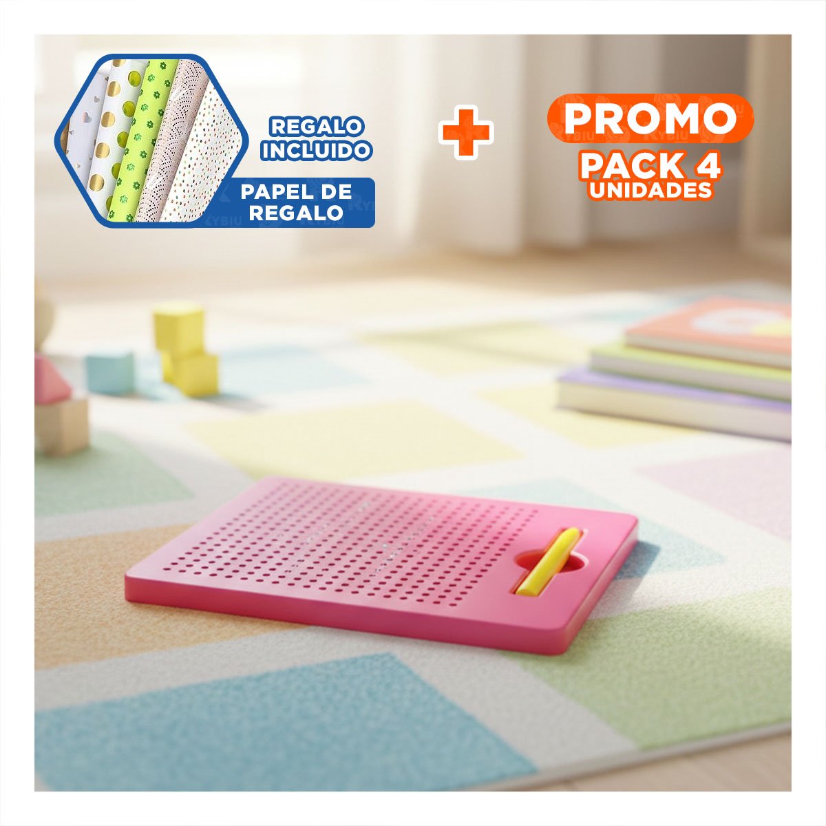 PACK4 PLANO VISUAL MAGNETICO ROSADO PARA USO DIARIO EN OFICINA YPAPEL REGALO - 1