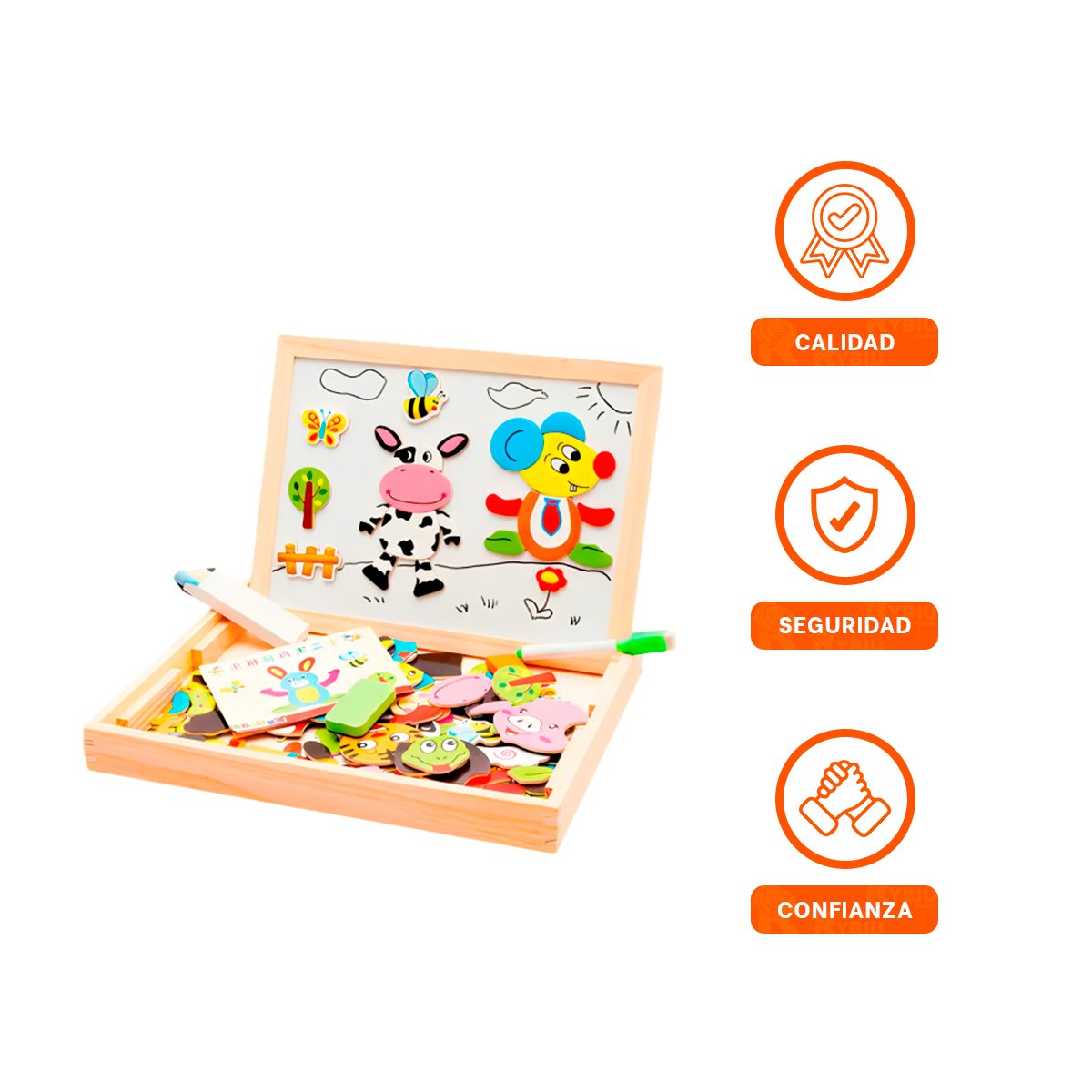 PANEL MAGNETICO DE ANIMALES EDUCATIVO 2 EN 1 MULTICOLOR PARA JUEGO DIDACTICO Y+LIGAS REGALO - 3