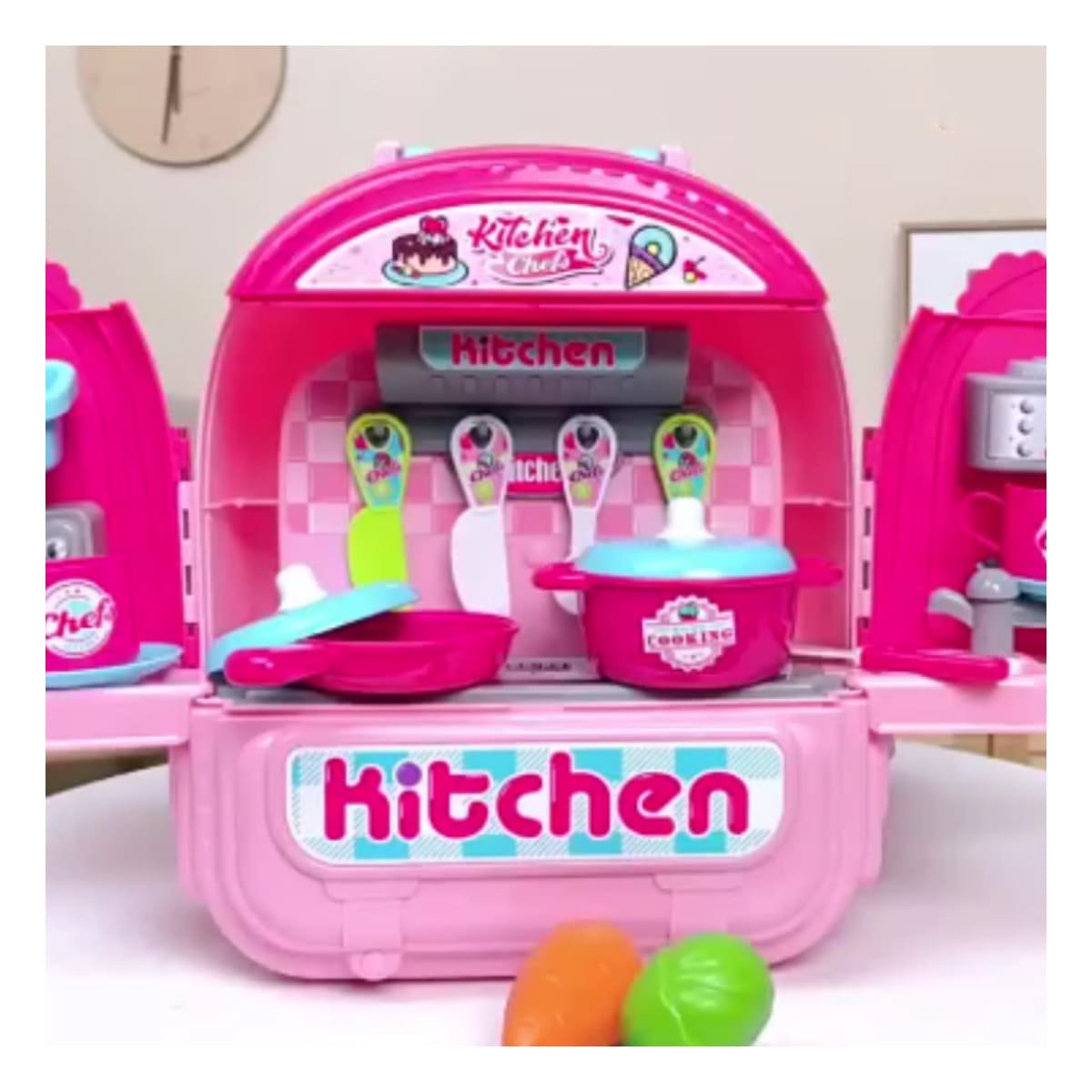 PACK6 JUEGO SIMBOLICO DE COCINA INFANTIL MOCHILA 3 EN 1 ROSADO PARA NIÑAS - 3
