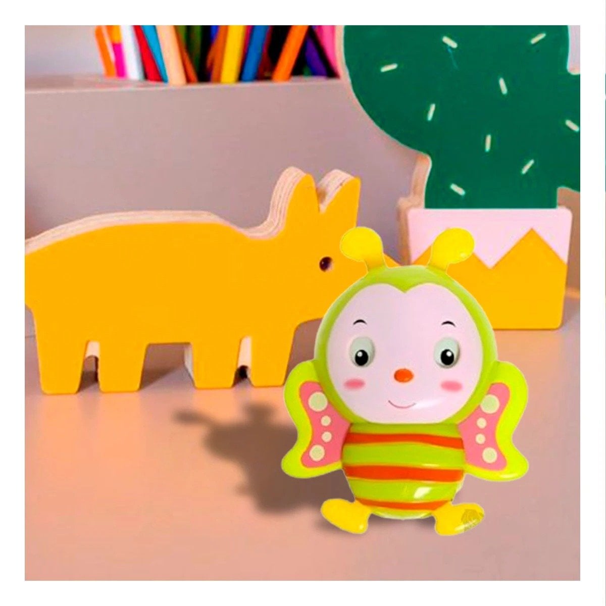 PACK6 COMPLEMENTO SONORO ABEJA A CUERDA VERDE LIMON PARA JUEGO Y+REGALO STICKER - 3