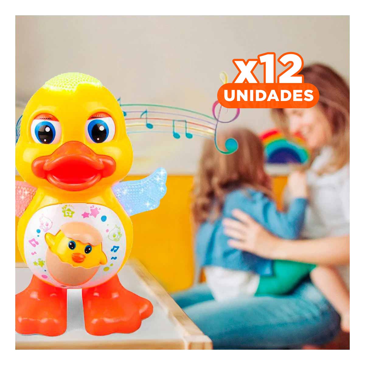 PACK12 PIEZA PATO INTERACTIVO MUSICAL CON LUCES LED ATRACTIVA HOGAR - 1