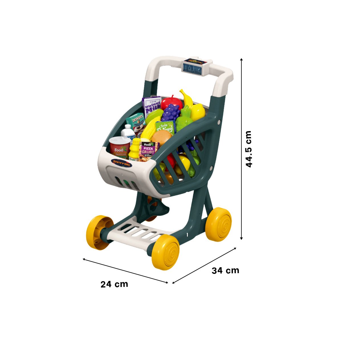 PACK2 JUEGO DE COMPRAS MUSICAL 41 PZS VERDE OSCURO PARA SUPERMERCADO INFANTIL Y+PAPEL REGALO - 4