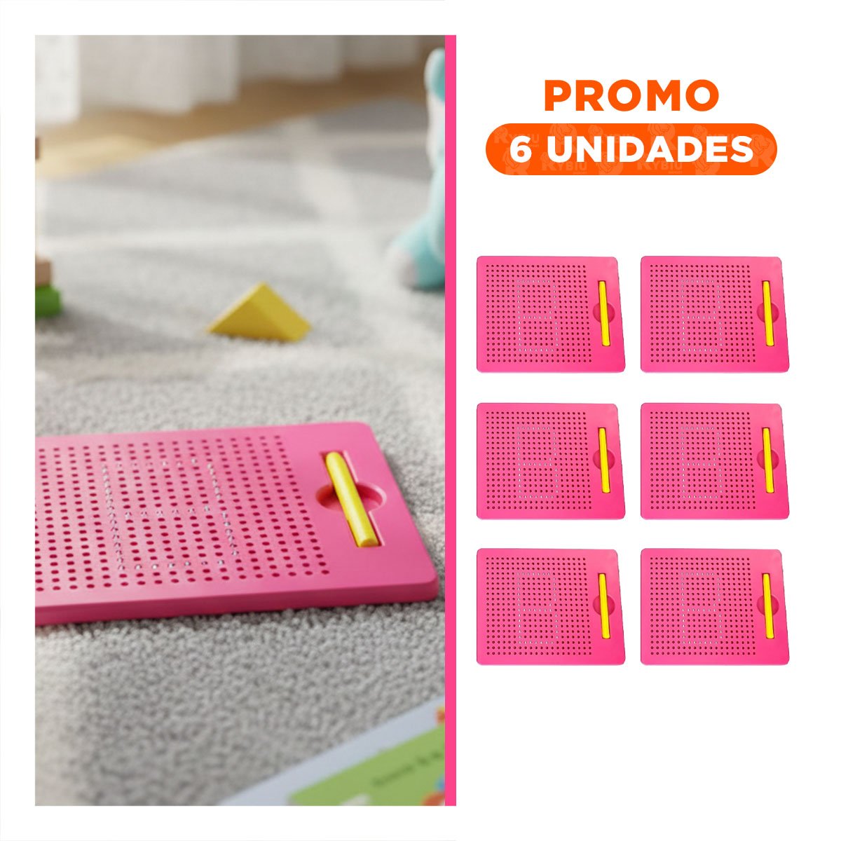 PACK6 ELEMENTO VISUAL MAGNETICO ROSADO PARA OFICINA Y ESTUDIO - 1