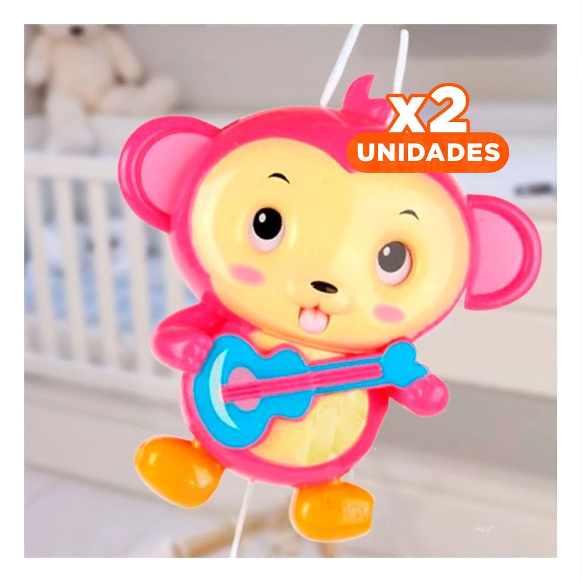 PACK2 FORMATO MUSICAL MONO A CUERDA ROSADO PARA DECORACION HOGAR Y+REGALO STICKER - 1