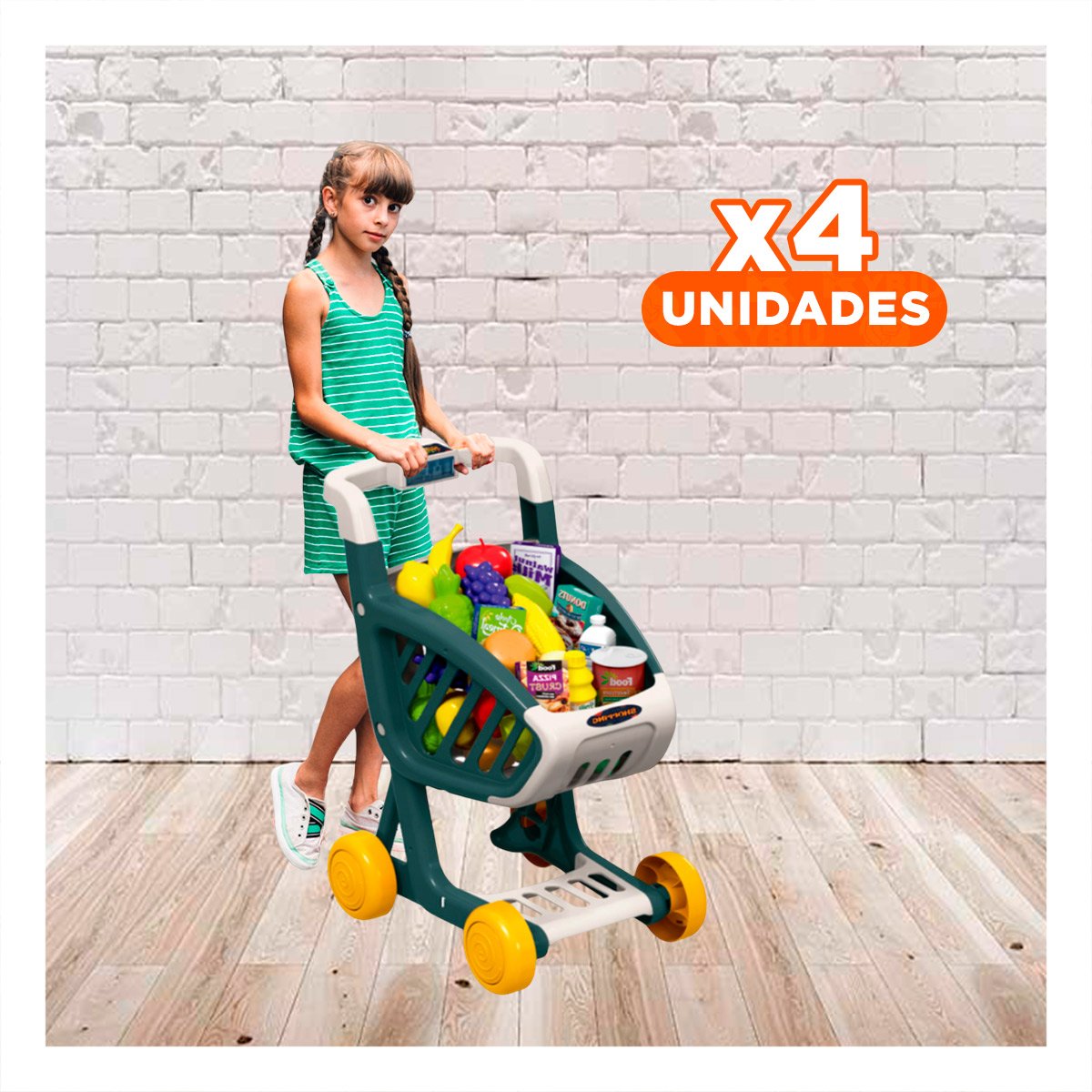 PACK4 JUEGO DE COMPRAS MUSICAL 41 PZS VERDE OSCURO PARA JUEGO DE IMITACION - 1