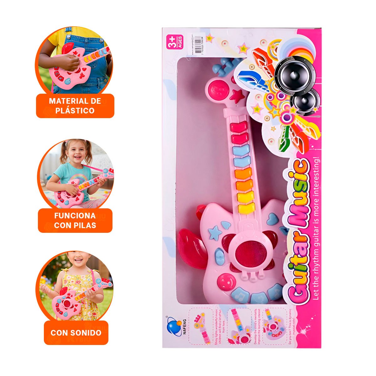 JUGUETE DIDACTICO MUSICAL MANZANA ROSADO Y CELESTE 37X13CM INFANTIL - 3