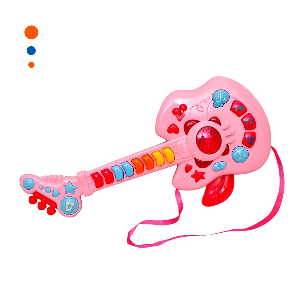 MUSICAL INFANTIL TIPO GUITARRA MANZANA ROSADO Y FUCSIA 37X13CM Y+PAPEL REGALO - 1