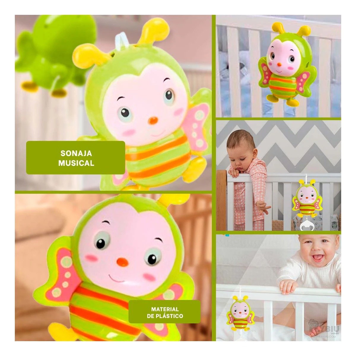 PACK12 COLECCIONABLE SONORO ABEJA A CUERDA VERDE LIMON DIVERTIDO Y+PAPEL REGALO - 2