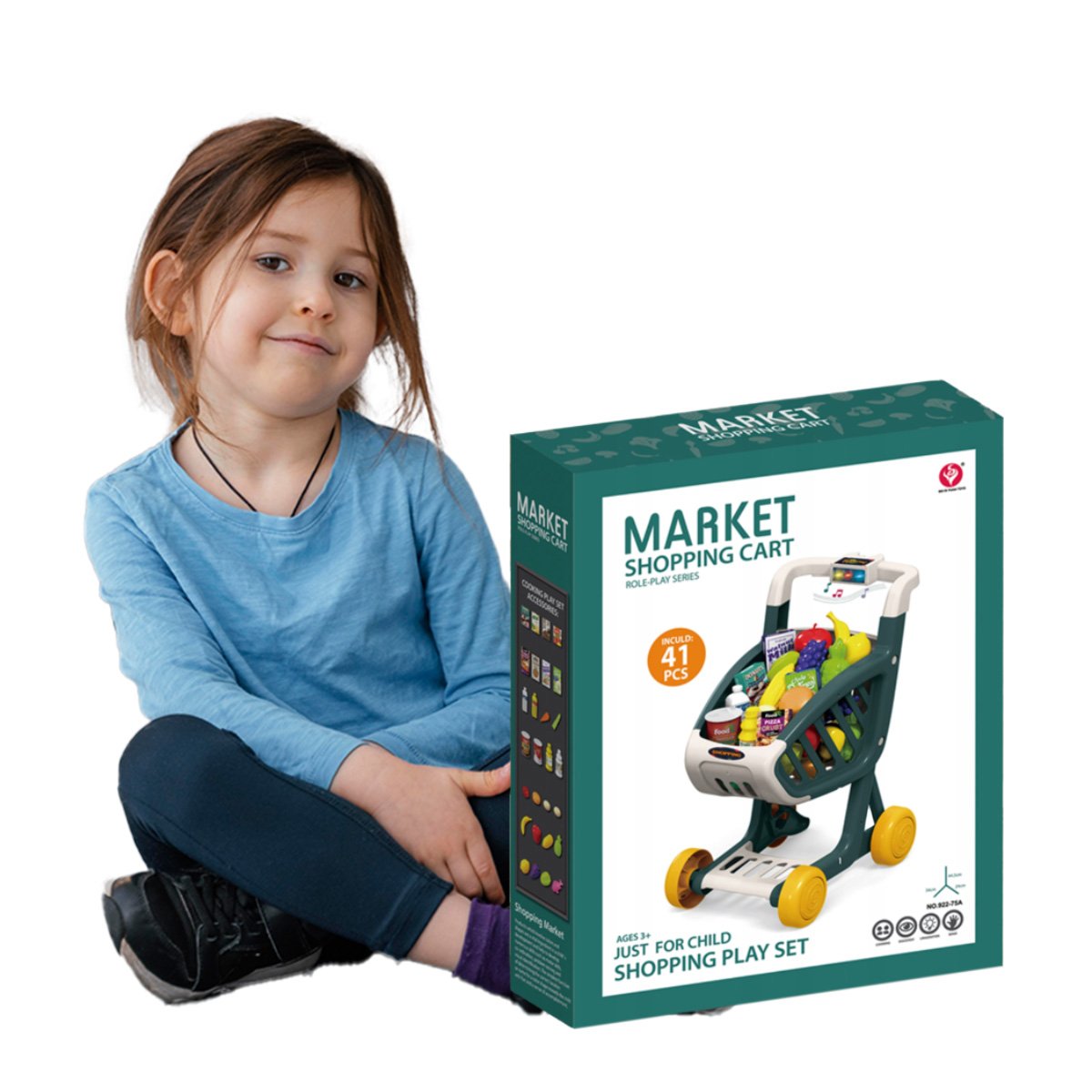 CESTA DE COMPRAS MUSICAL 41 PZS VERDE OSCURO PARA JUEGO DE MERCADO Y+LIGAS REGALO - 3
