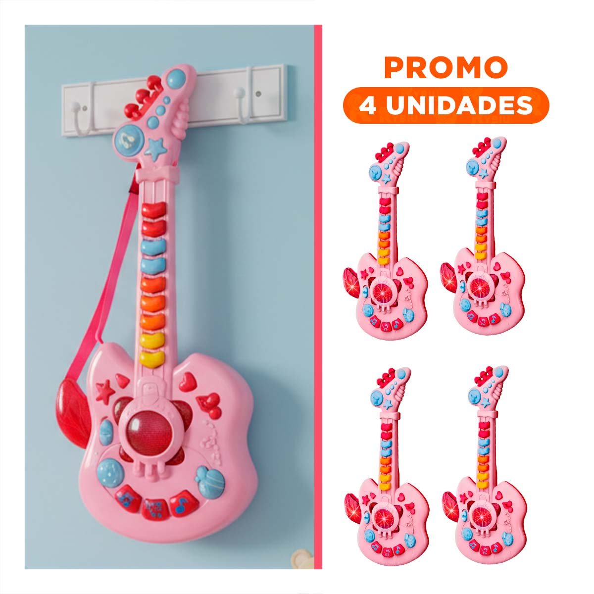 PACK4 SONORA DIDACTICA INFANTIL MANZANA ROSADO Y FUCSIA 37X13CM Y+REGALO STICKER - 1