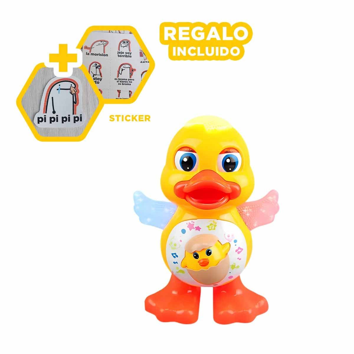 OPCION PATO INTERACTIVO MUSICAL CON LUCES LED ATRACTIVA PARA CASA Y+REGALO STICKER - 1