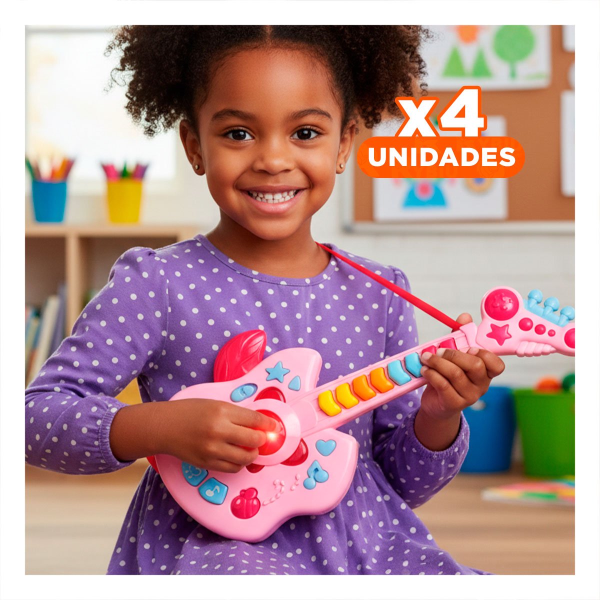 PACK4 SONORA DE JUGUETE INFANTIL MANZANA ROSADO Y CELESTE 37X13CM - 1