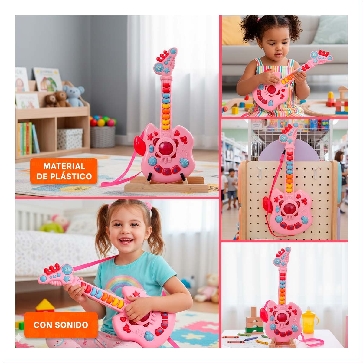 JUGUETE DIDACTICO MUSICAL MANZANA ROSADO Y FUCSIA 37X13CM INFANTIL - 5