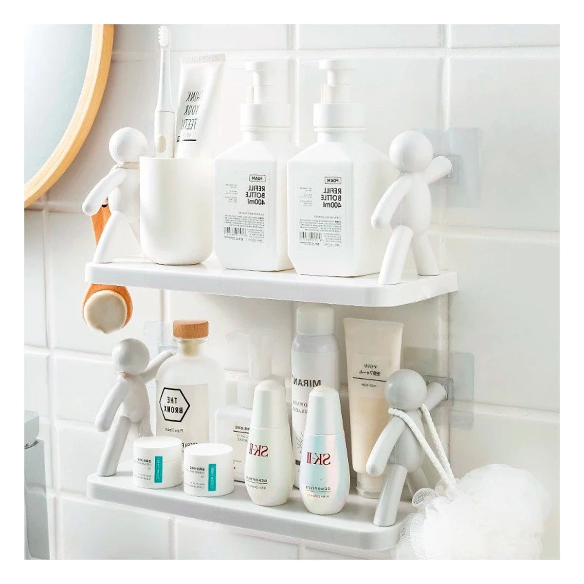 PACK2 ORGANIZADOR HUMANOIDE PLASTICO PARA EXHIBIR CREMAS Y PERFUMES BLANCO Y+REGALO STICKER - 5