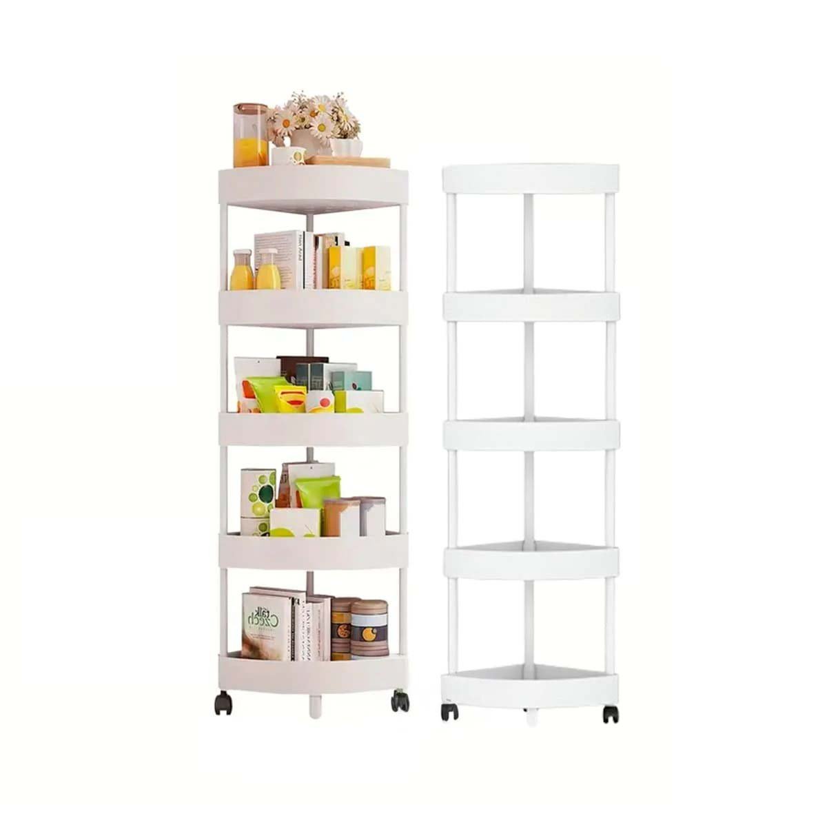 PACK2 PORTA OBJETOS COMPACTO 5 NIVELES CON RUEDAS BLANCO FACIL DE LIMPIAR Y+REGALO STICKER - 2