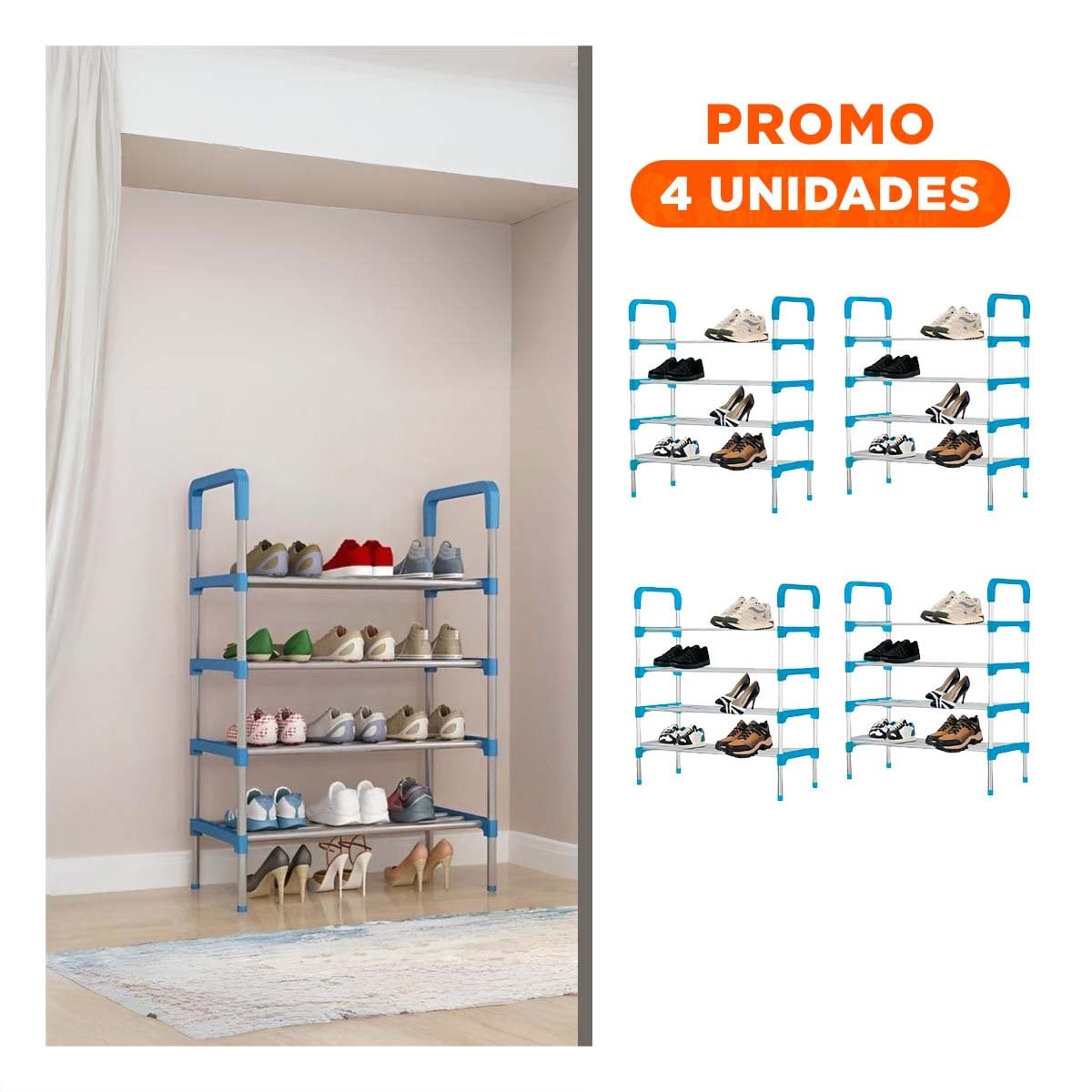 PACK4 APILADOR VERTICAL 4 NIVELES SEGURO Y COMODO Y PRACTICO CELESTE Y+REGALO STICKER - 1