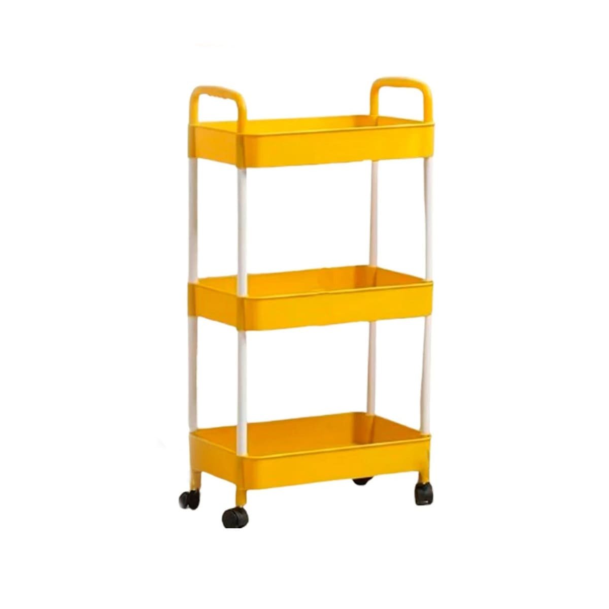 PACK2 MUEBLE MOVIL DE COCINA 3 NIVELES CON RUEDAS AMARILLO PARA USO DIARIO Y+REGALO STICKER - 2