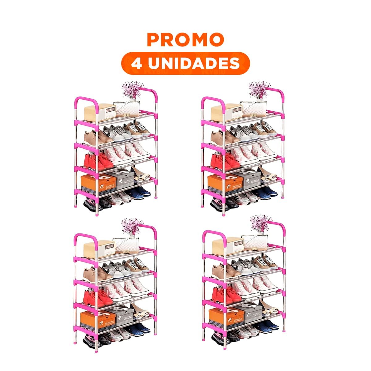 PACK4 MUEBLE VERTICAL 4 NIVELES VERSATIL Y LIGERO Y PRACTICO ROSADO Y+REGALO STICKER - 1