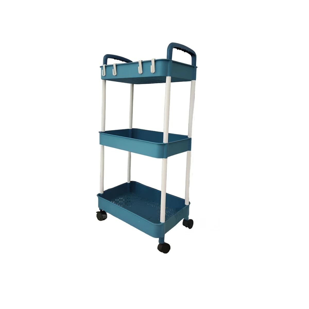 PACK4 BASE AUXILIAR DE COCINA 3 NIVELES CON RUEDAS AZUL FUNCIONAL Y+PAPEL REGALO - 3