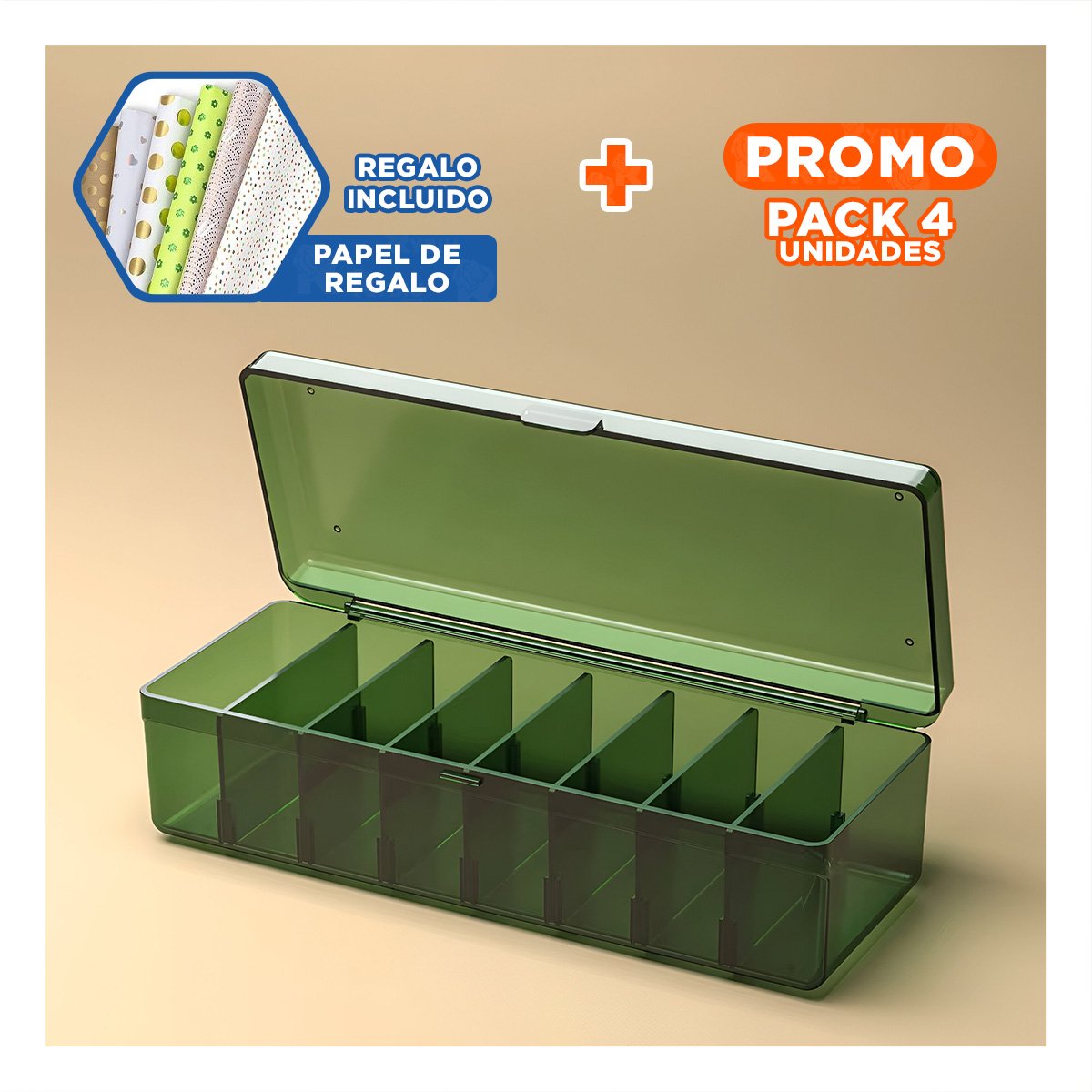 PACK4 MODULO ORGANIZADOR PRACTICO PEQUENO 16.5X10X7.5CM PARA MESA DE TRABAJO Y+PAPEL REGALO - 1