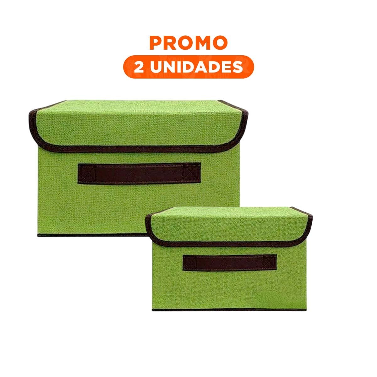 PACK2 CANASTA DE ALMACENAJE TELA VERDE 25X19X16CM PARA ESPACIOS ORDENADOS - 1