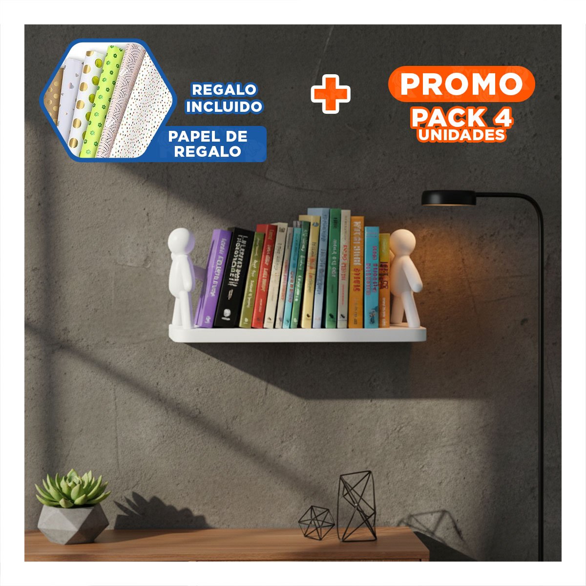 PACK4 ORGANIZADOR HUMANOIDE PLASTICO PARA FACILITAR ORDEN DE PRODUCTOS BLANCO Y+PAPEL REGALO - 1