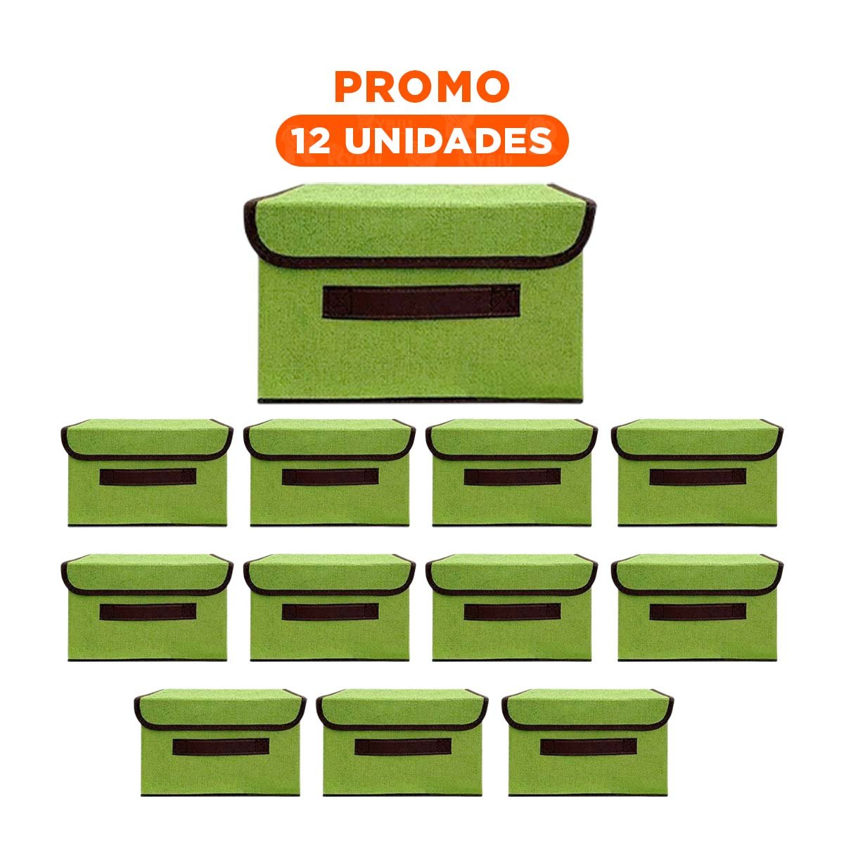 PACK12 COMPARTIMENTO TEXTIL VERDE 25X19X16CM PARA ROPA ACCESORIOS Y MAS Y+REGALO STICKER - 1