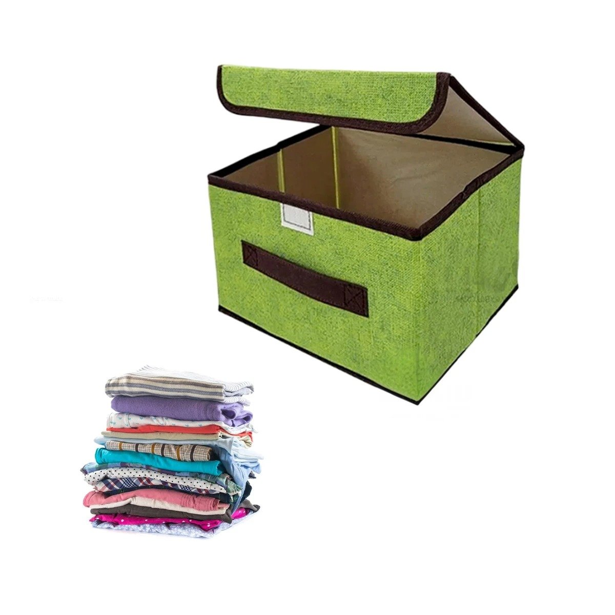 PACK12 COMPARTIMENTO TEXTIL VERDE 25X19X16CM PARA ROPA ACCESORIOS Y MAS Y+REGALO STICKER - 2