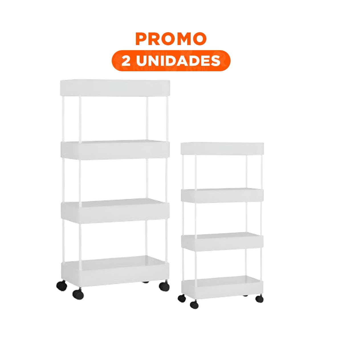 PACK2 UNIDAD DE COCINA 4 NIVELES CON RUEDAS BLANCO PARA HOGAR Y ORDEN EFICIENTE - 1