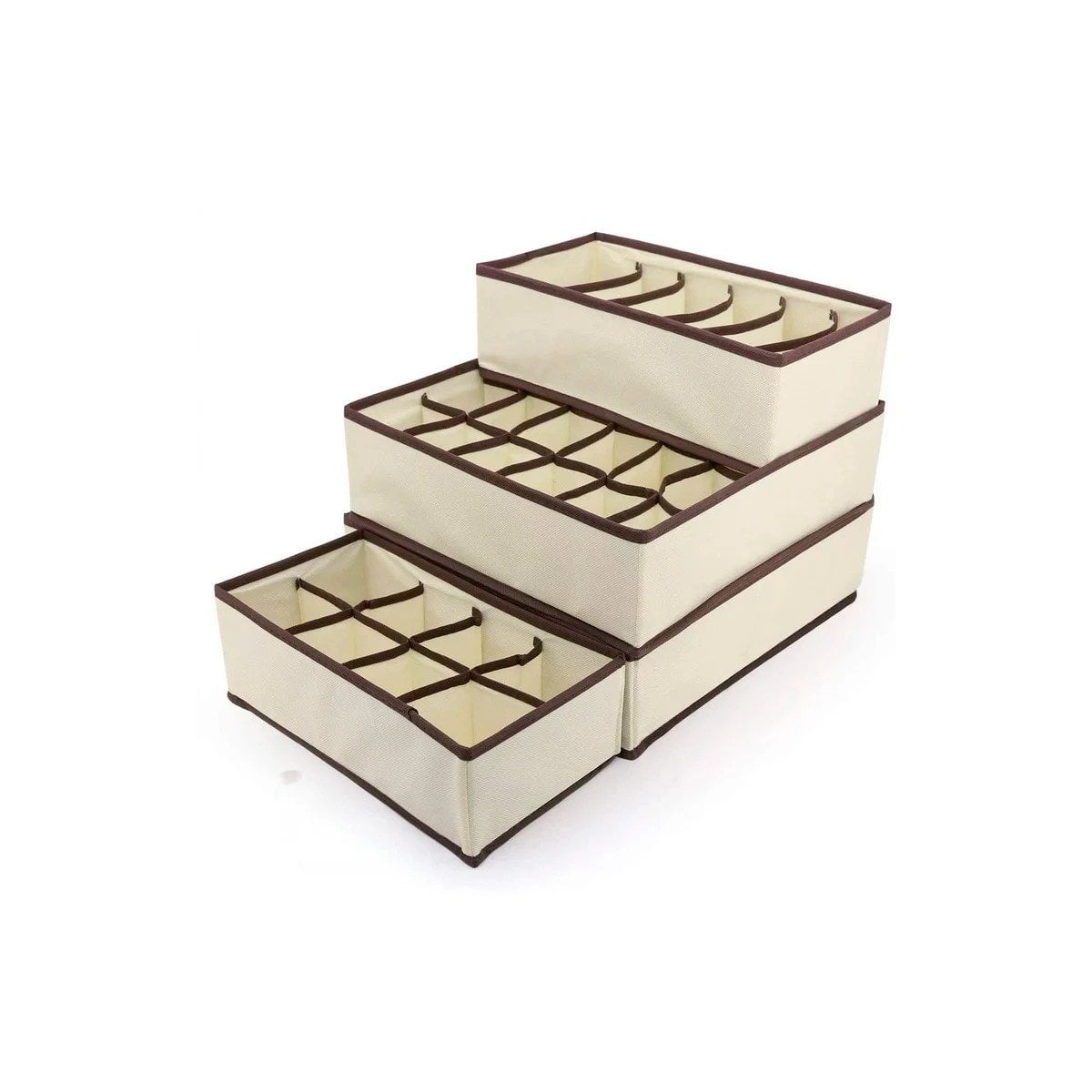 PACK2 MODULO HOGAR ORGANIZADORES DE CAJON PARA ROPA INTERIOR BEIGE MARRON Y+REGALO STICKER - 2