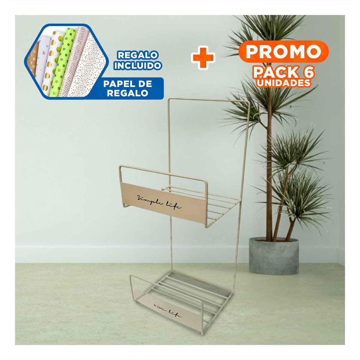 PACK6 UNIDAD DE CARTERAS BLANCO 2 NIVELES 45X17X19CM ESTRUCTURA FIRME PRO Y+PAPEL REGALO - 1