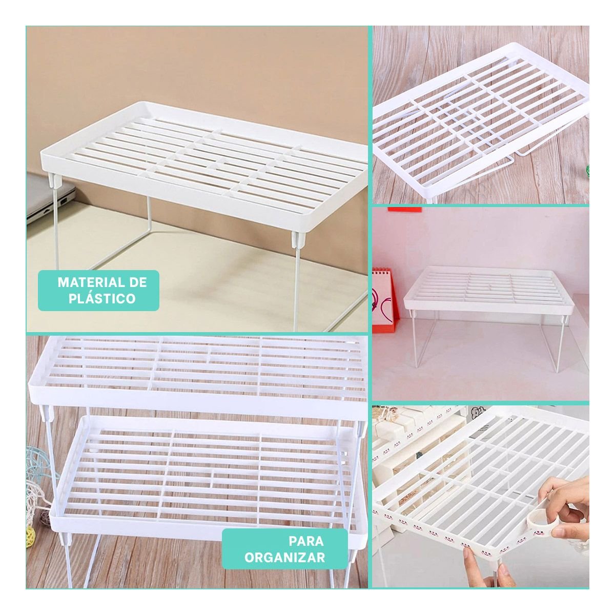 PACK6 EQUIPO DE ESTANTE 31X16X20 CM BLANCO DE ESTETICA MODERNA PARA PADRES Y+PAPEL REGALO - 3