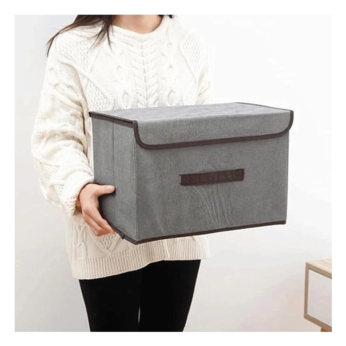 PACK12 COMPARTIMENTO PLEGABLE TELA PLOMO 36X24X23CM PARA GUARDAR OBJETOS - 3