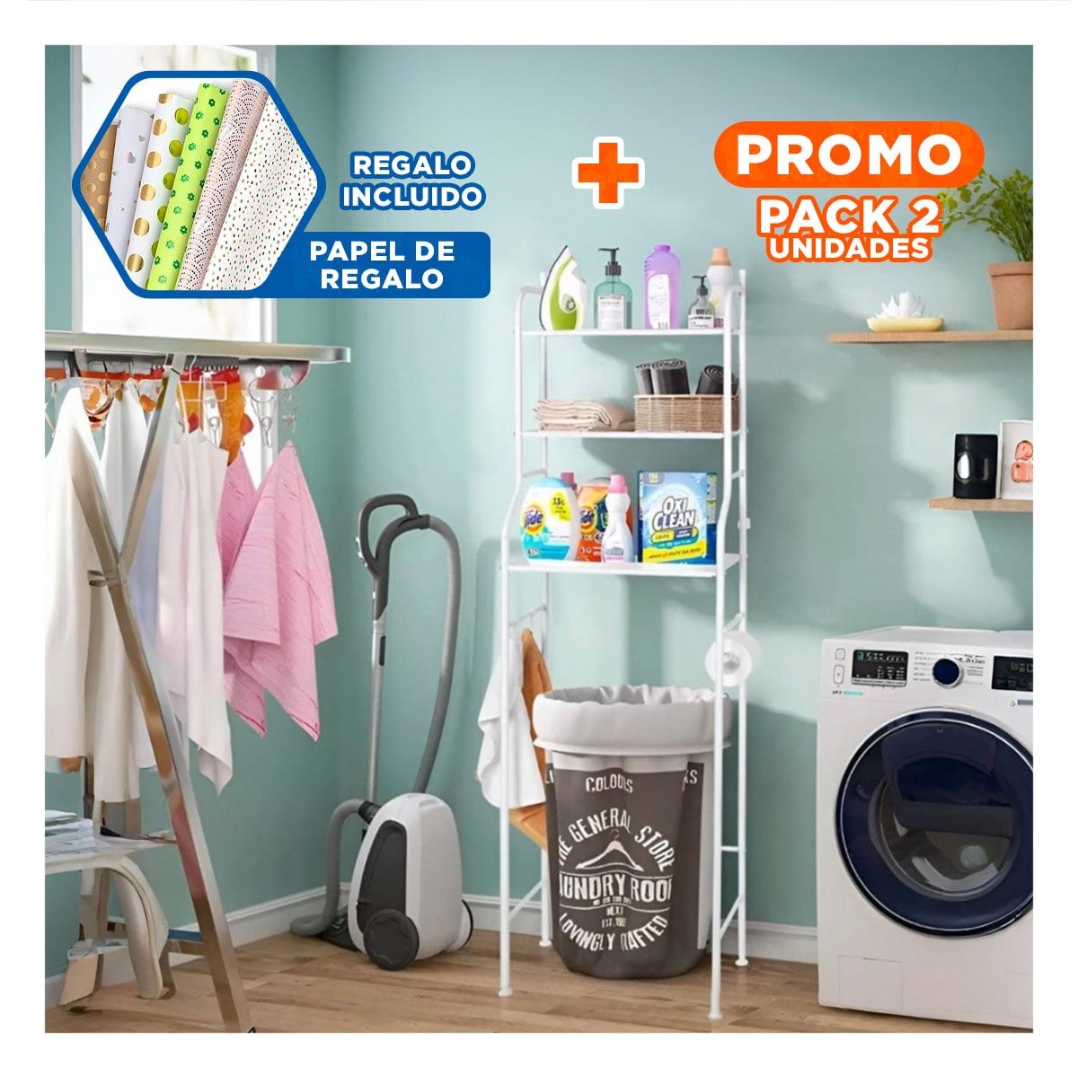 PACK2 ANAQUEL DE PARED CUADRADO BLANCO PARA AMBIENTES DE HOGAR ORDENADOS Y+PAPEL REGALO - 1