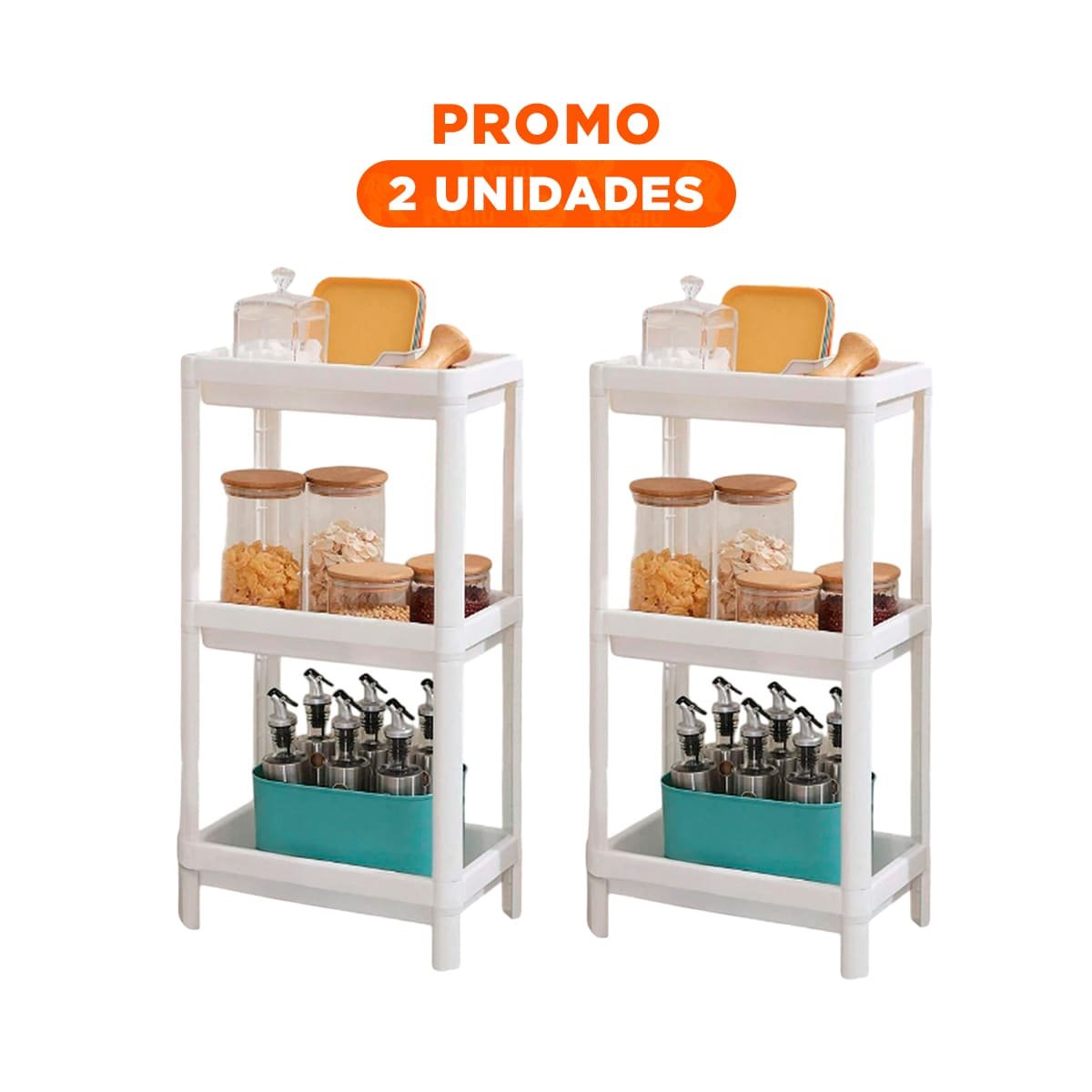 PACK2 SOPORTE VERTICAL 3 NIVELES DE COLOR BLANCO CON ESTRUCTURA FIRME DE LIBROS - 1
