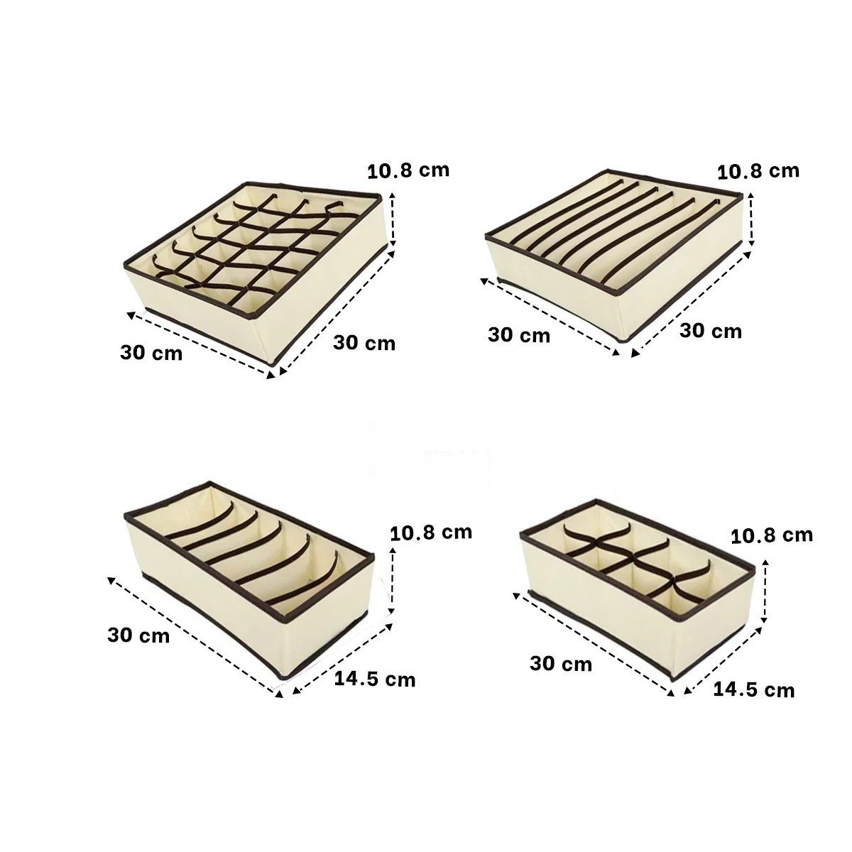 PACK4 DISENO HOGAR ORGANIZADORES DE CAJON PARA ROPA INTERIOR BEIGE MARRON Y+PAPEL REGALO - 4