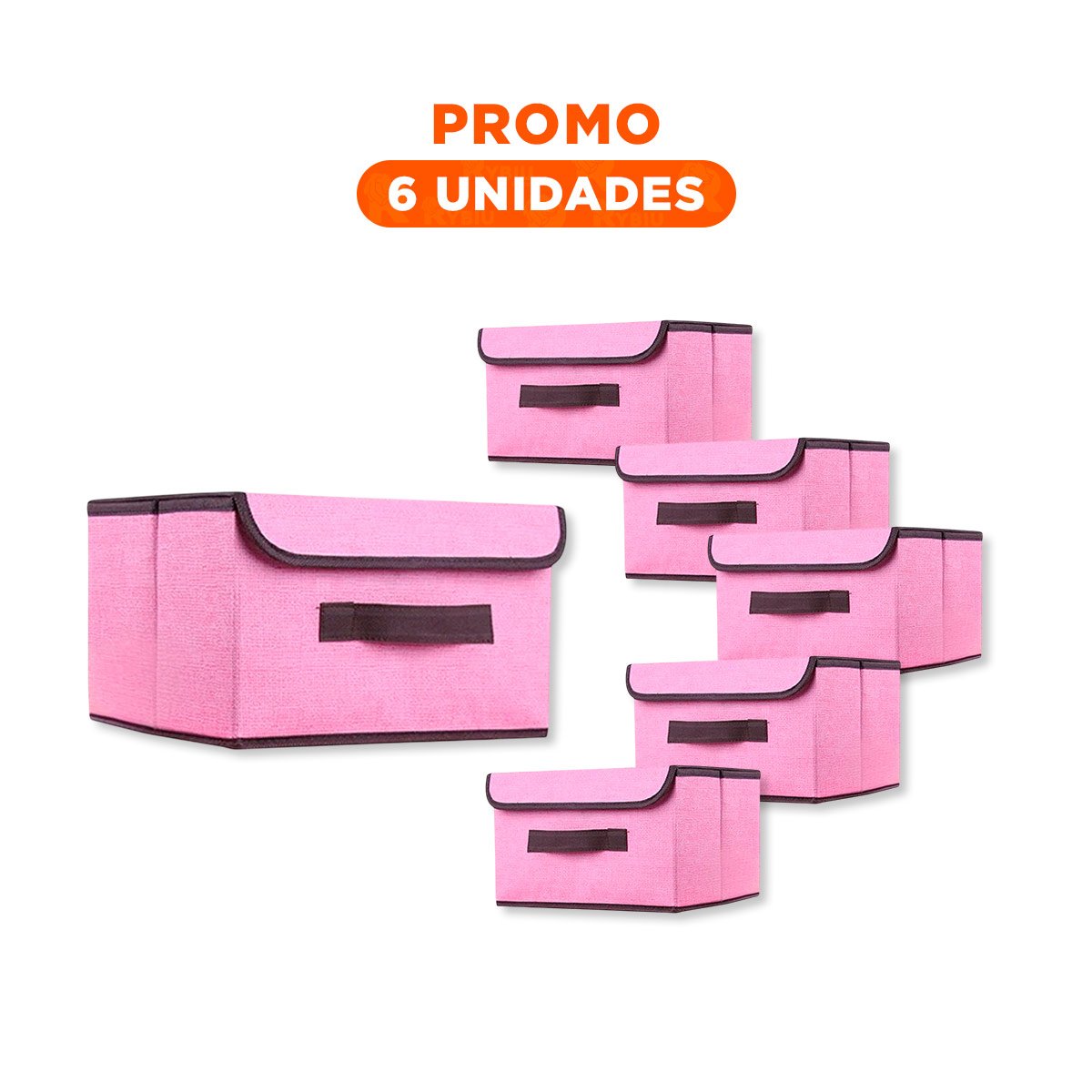 PACK6 CESTA TEXTIL ROSADO 25X19X16CM PARA ROPA ACCESORIOS Y MAS - 1