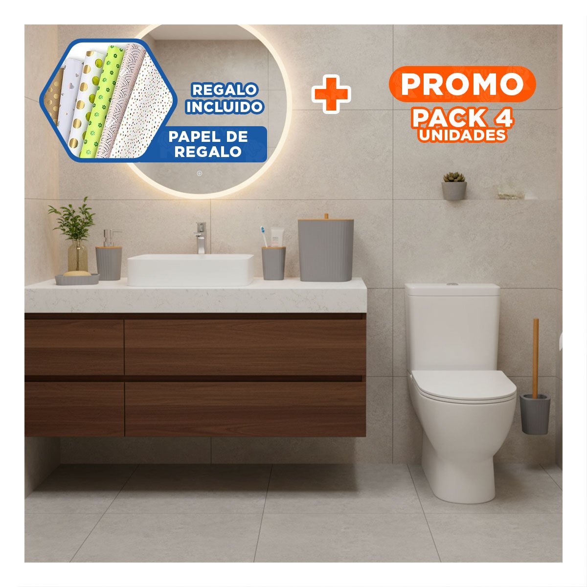 PACK4 ESTANTE VERSATIL SET 6 PIEZAS GRIS FUNCIONAL Y SUAVE PARA USO DIARIO Y+PAPEL REGALO - 1
