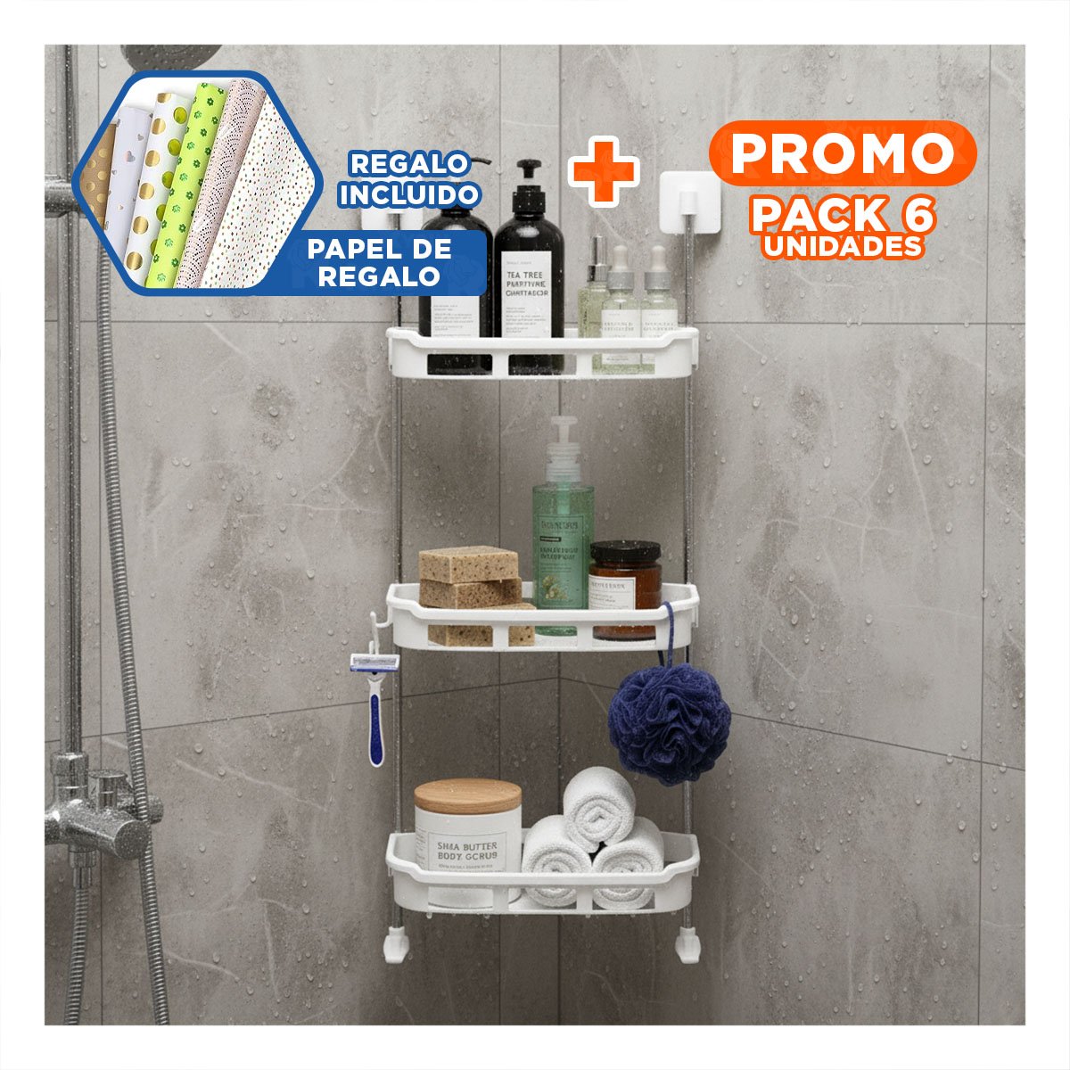 PACK6 NIVEL FUNCIONAL PARA MANTENER ACCESORIOS ORDENADOS METAL Y PLASTICO Y+PAPEL REGALO - 1