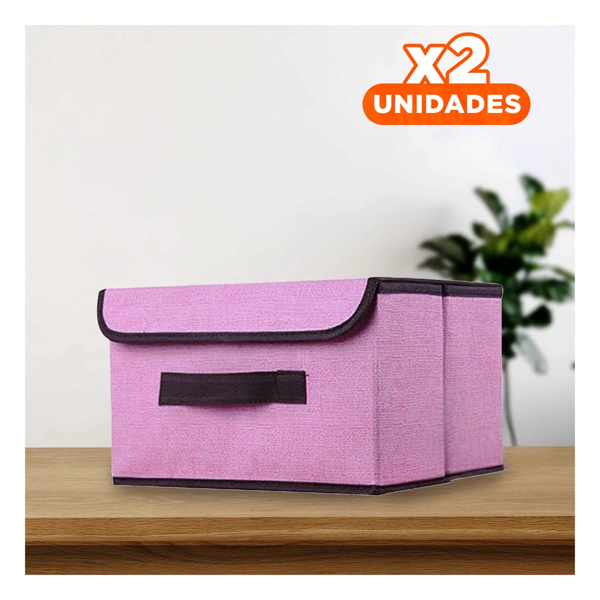 PACK2 CANASTA DE GUARDADO TELA ROSADO 25X19X16CM PARA USO DIARIO Y+REGALO STICKER - 1