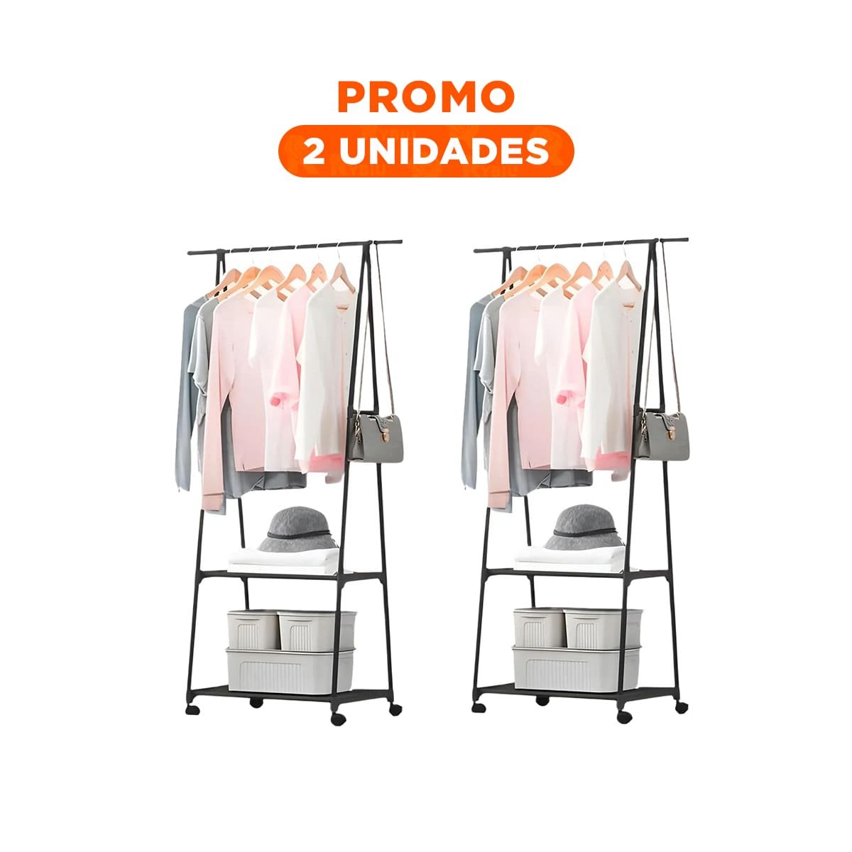 PACK2 ARTICULO TRIANGULAR CON RUEDAS NEGRO PARA MANTENER ORDEN Y LIMPIEZA - 1