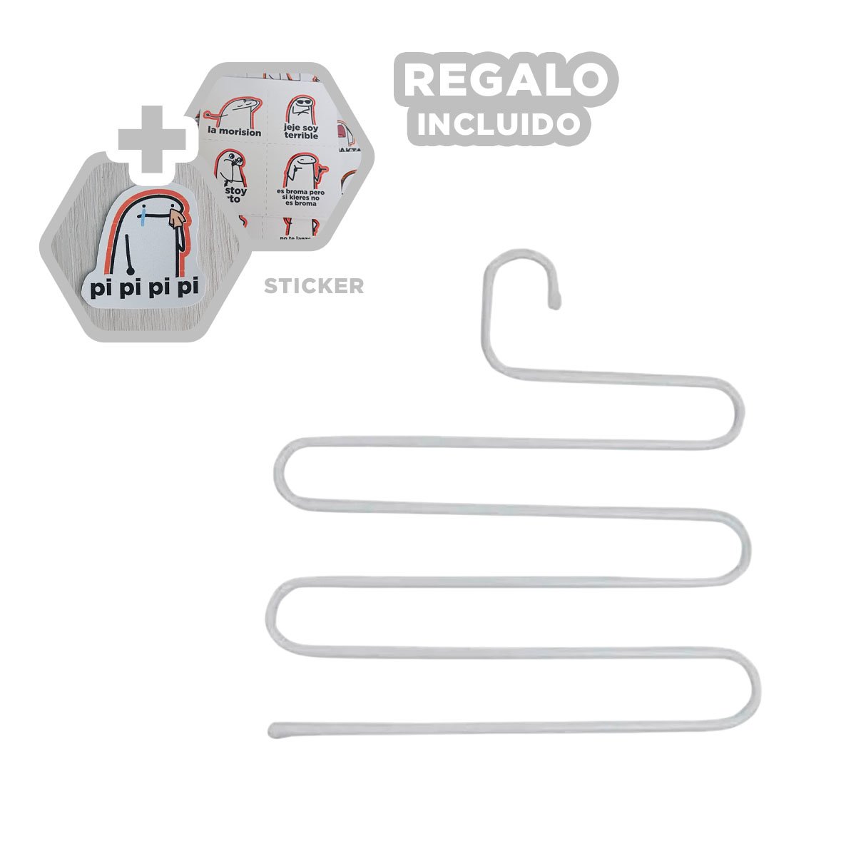 SOPORTE MULTIFUNCIONAL TIPO S DISENO MODERNO PARA ROPA BLANCO HOGAR MAX Y+REGALO STICKER - 1