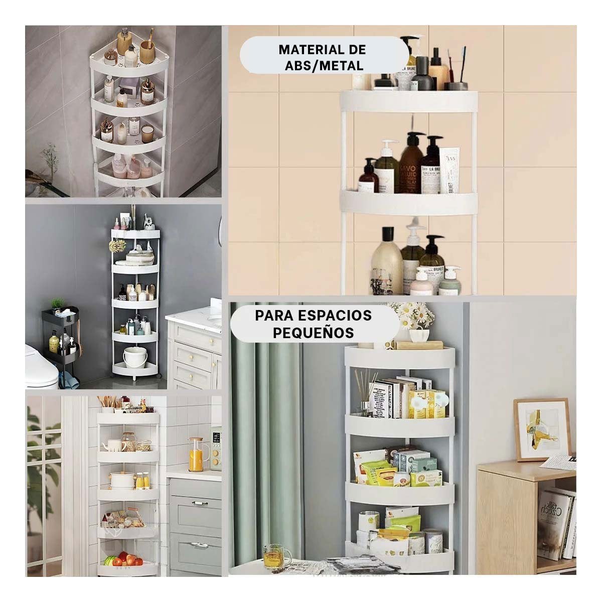 PACK6 MUEBLE ESQUINERO DE 5 NIVELES CON RUEDAS LIGERO Y FÁCIL DE MOVER BLANCO Y+PAPEL REGALO - 3