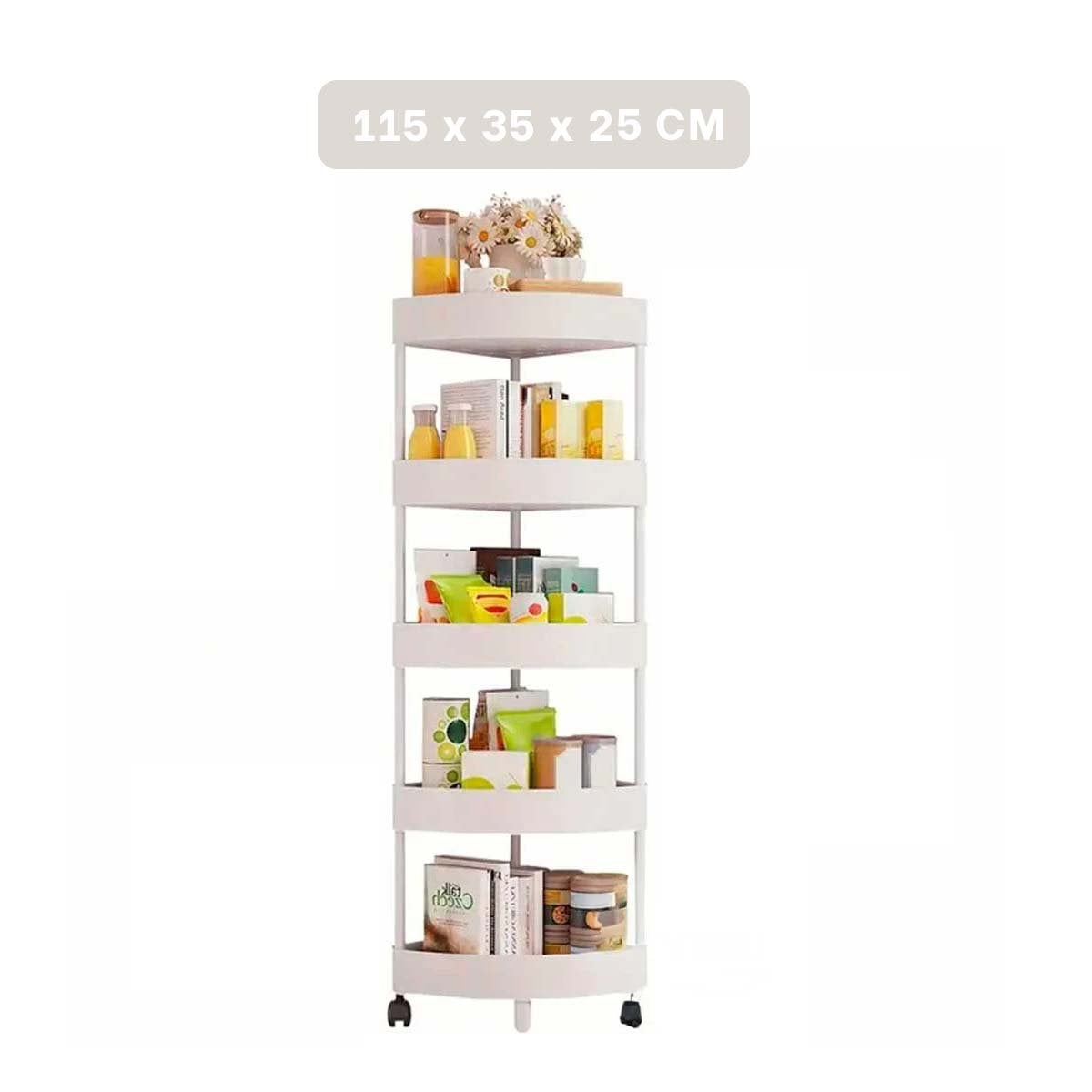 PACK6 MUEBLE ESQUINERO DE 5 NIVELES CON RUEDAS LIGERO Y FÁCIL DE MOVER BLANCO Y+PAPEL REGALO - 4
